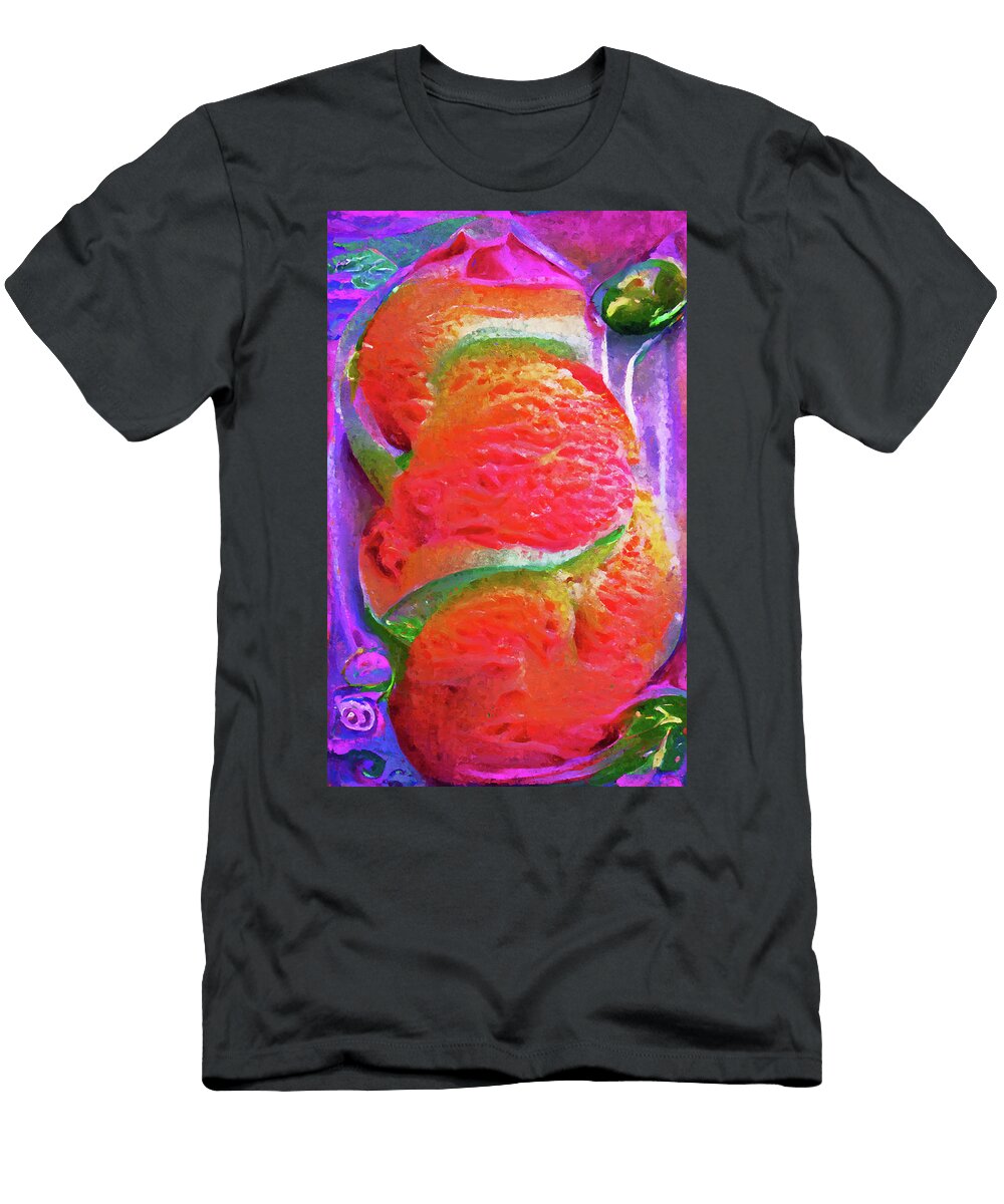 1 Fresh Peach Icecream Painted in Pink Yellow and Green Art Momente T-Shirt