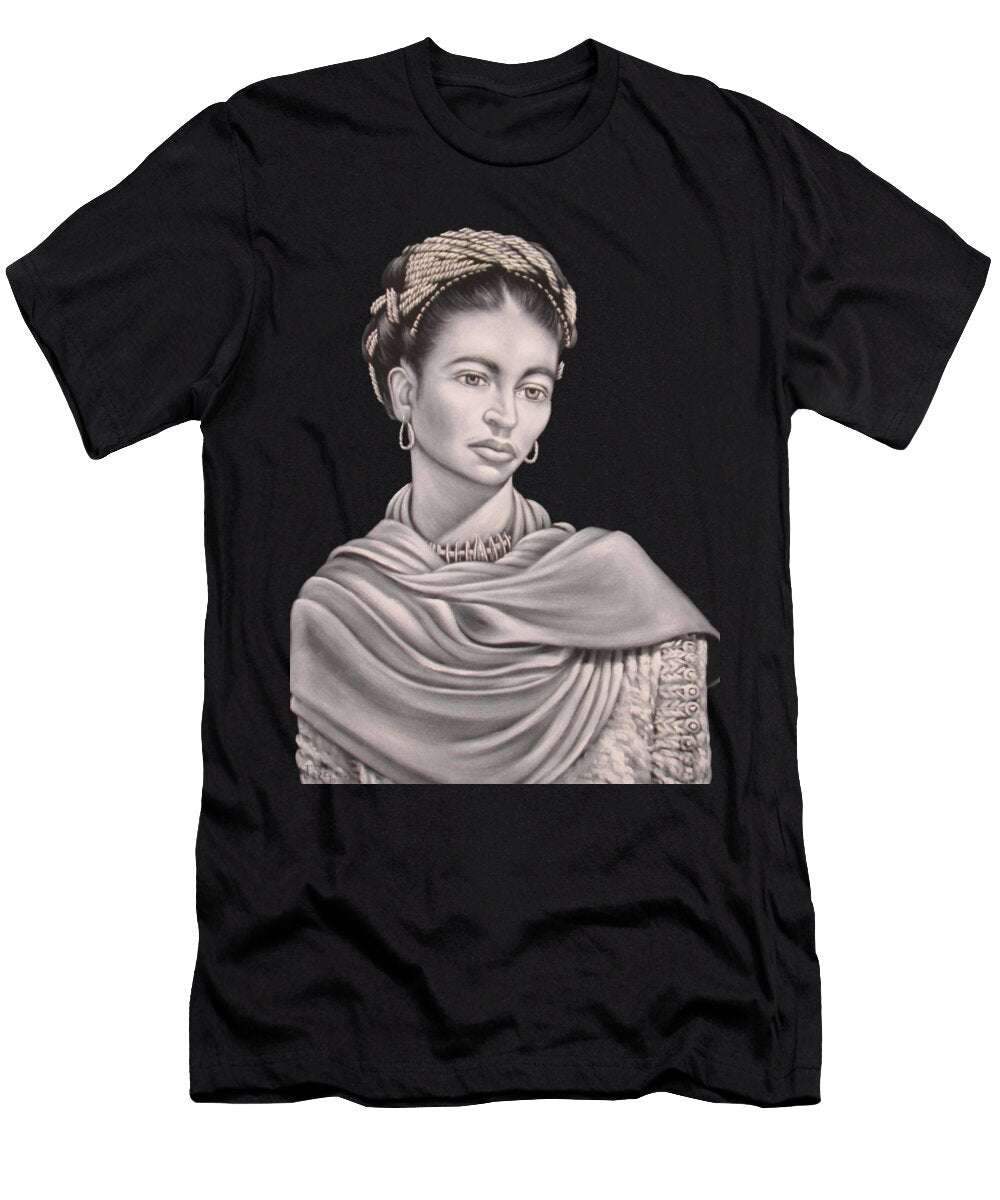1 Frida Kahlo Portrait Oil on Black Velvet By Jorge Torrones Jorge Terrones T-Shirt