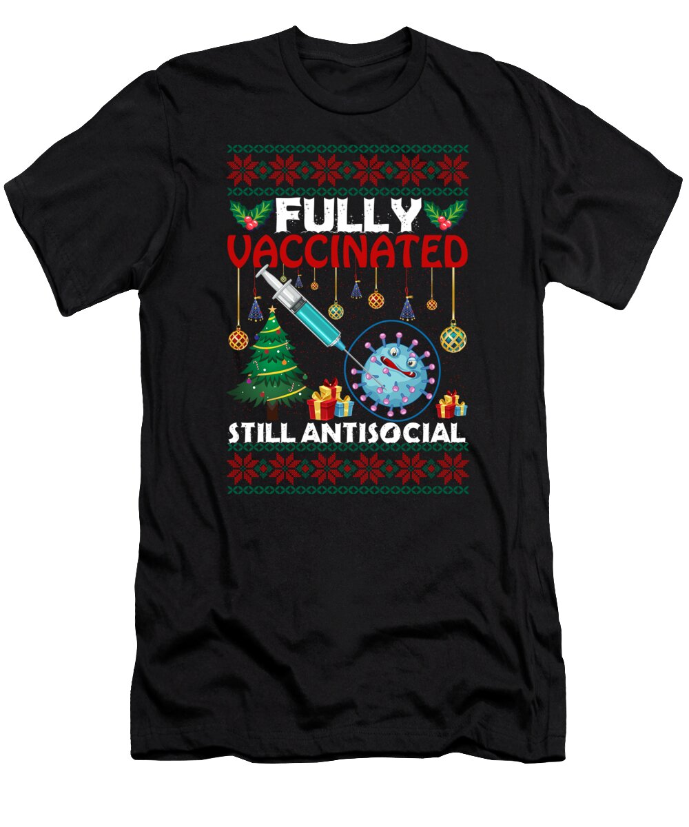 1 Fully Vaccinated Still Antisocial Christmas Sweet Birdie Studio T-Shirt
