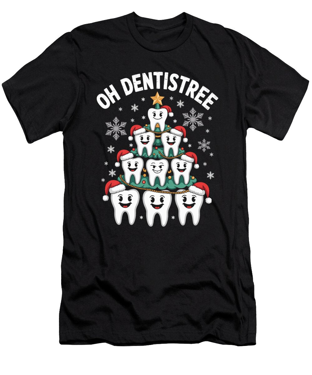 1 Funny Christmas Dentist Tree Dental Oh Tooth Natalie Lidford T-Shirt