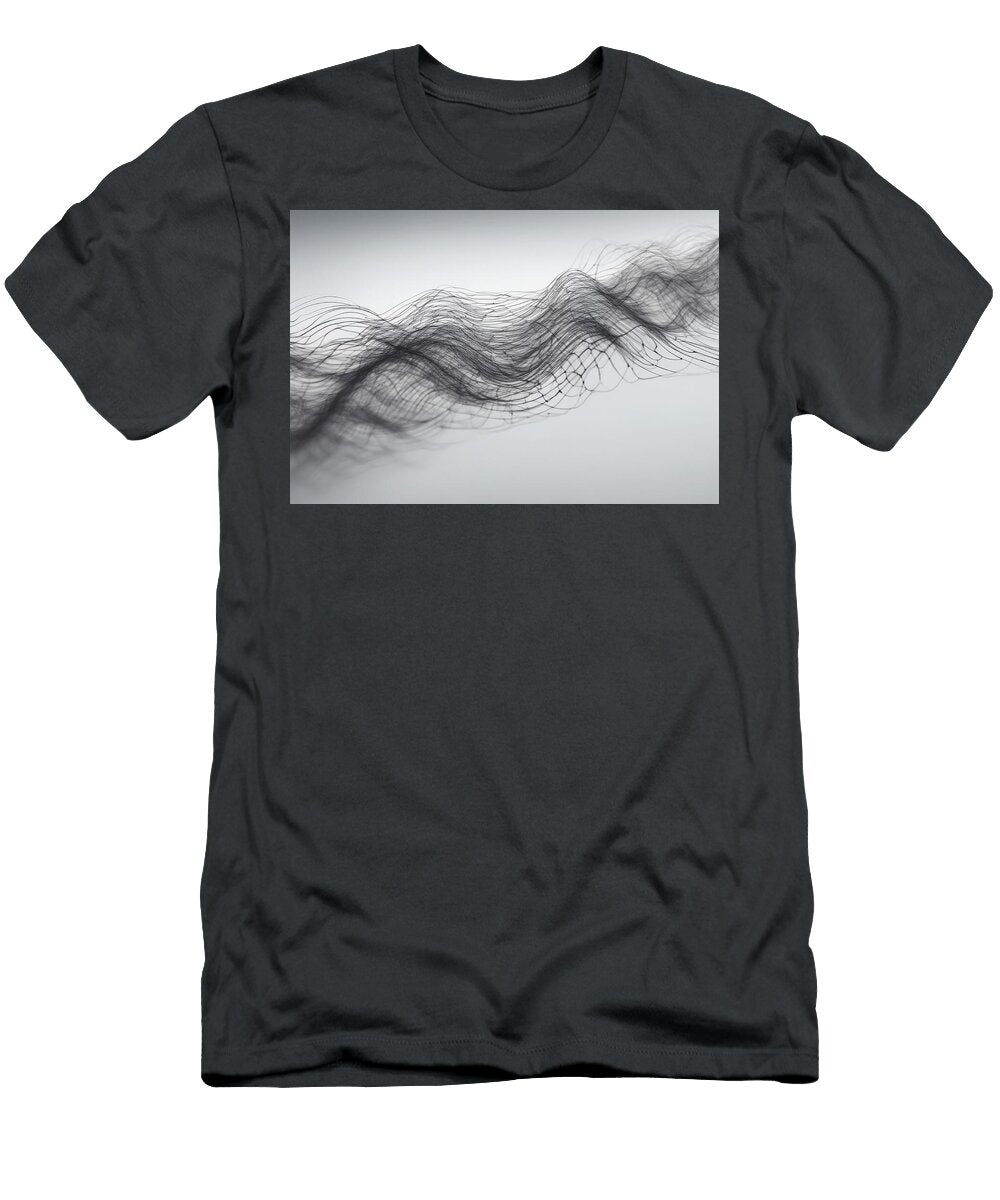 1 Futuristic Conceptual Background Text Waves Audio Abstract Frequency White Signals Waveform Dark Wireframe Technology Copy Space Visualization Sound Wavelengths Acoustic Amplifier Wafe Akkash T-Shirt