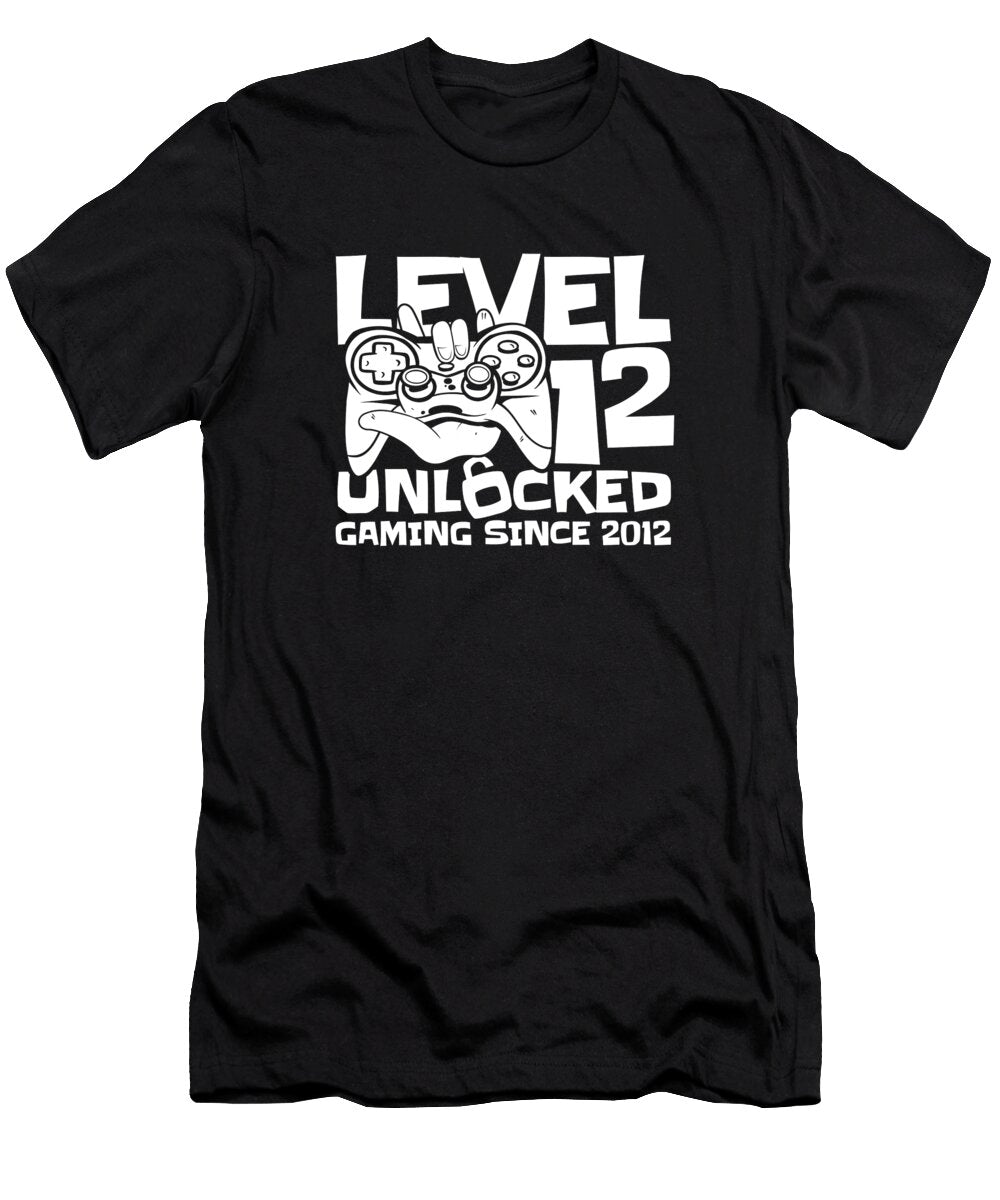 1 Gaming 12th Birthday Year Old Gamer Level 12 Unlocked Crazy Squirrel T-Shirt