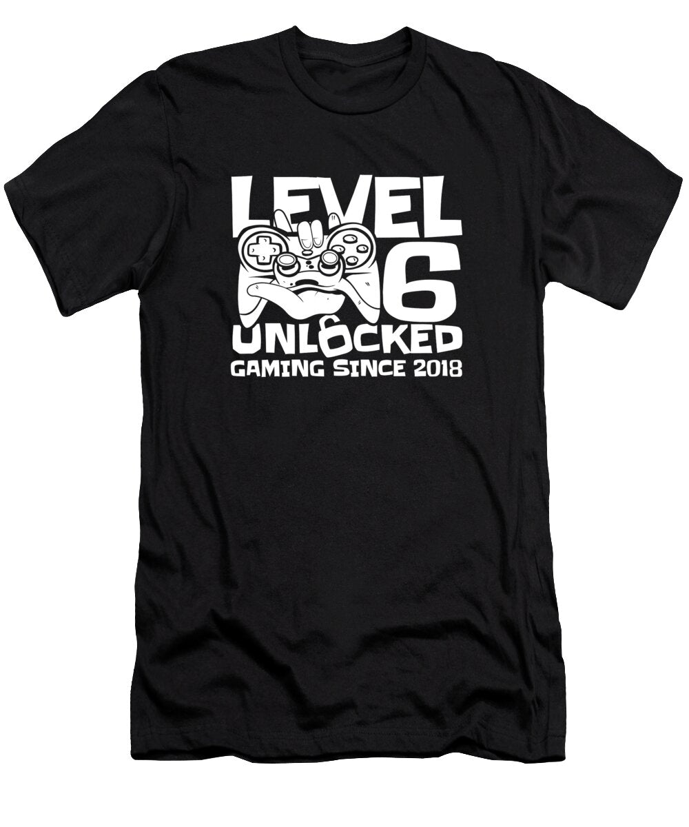 1 Gaming 6th Birthday Year Old Gamer Video Level 6 Unlocked Crazy Squirrel T-Shirt