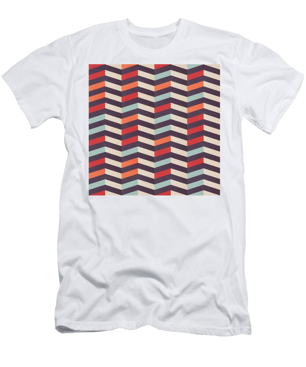 1 Geometric Seamless Chevron Pattern in Retro Colors Jelena Obradovic T-Shirt