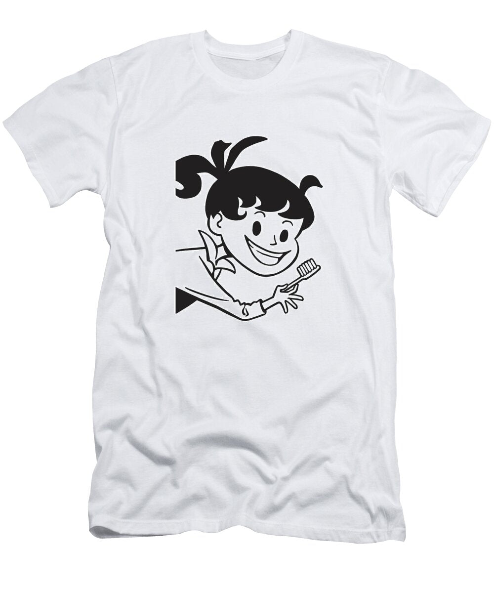 1 Girl Brushing Her Teeth Csa Images T-Shirt