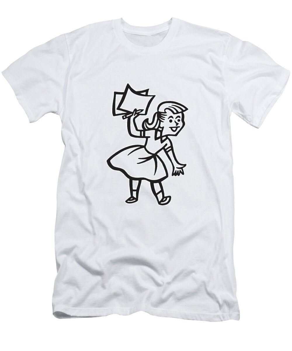 1 Girl Holding Pencil and Paper Csa Images T-Shirt