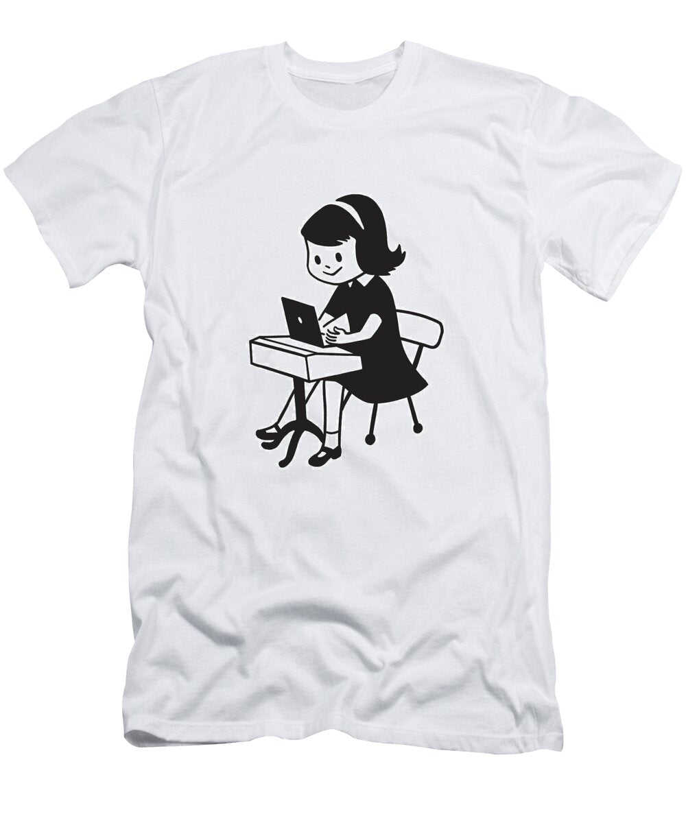 1 Girl Sitting At Desk Csa Images T-Shirt