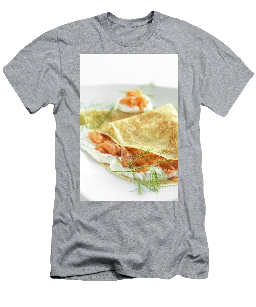 1 Gourmet Crepe Pancake with Sour Cream Tzatziki and Smoked Salmon Jm Travel Photography T-Shirt