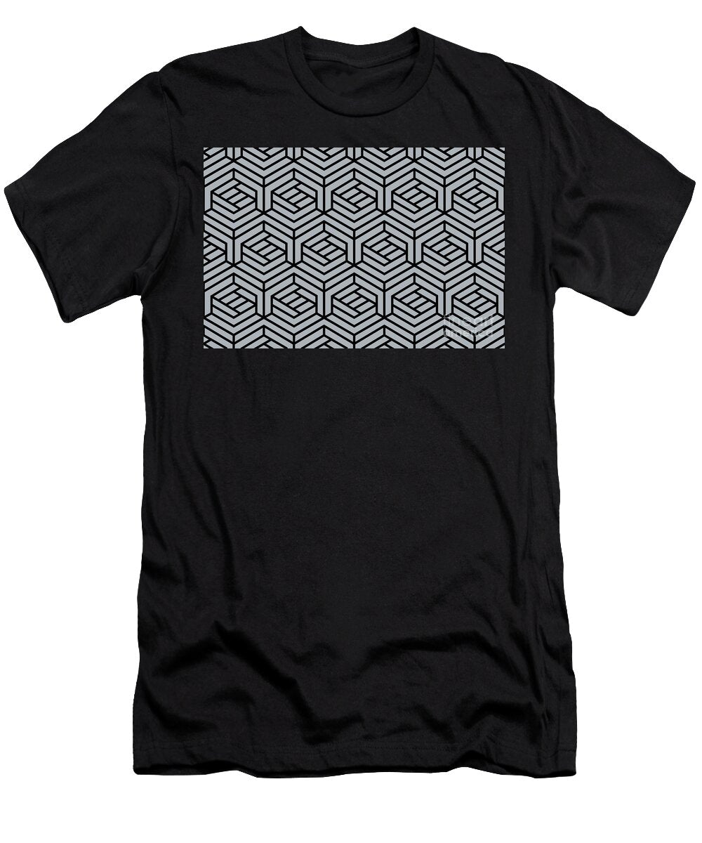 1 Gray and Black Geometric Shape Pattern Petite Pattern Minimal Graphic Designs T-Shirt