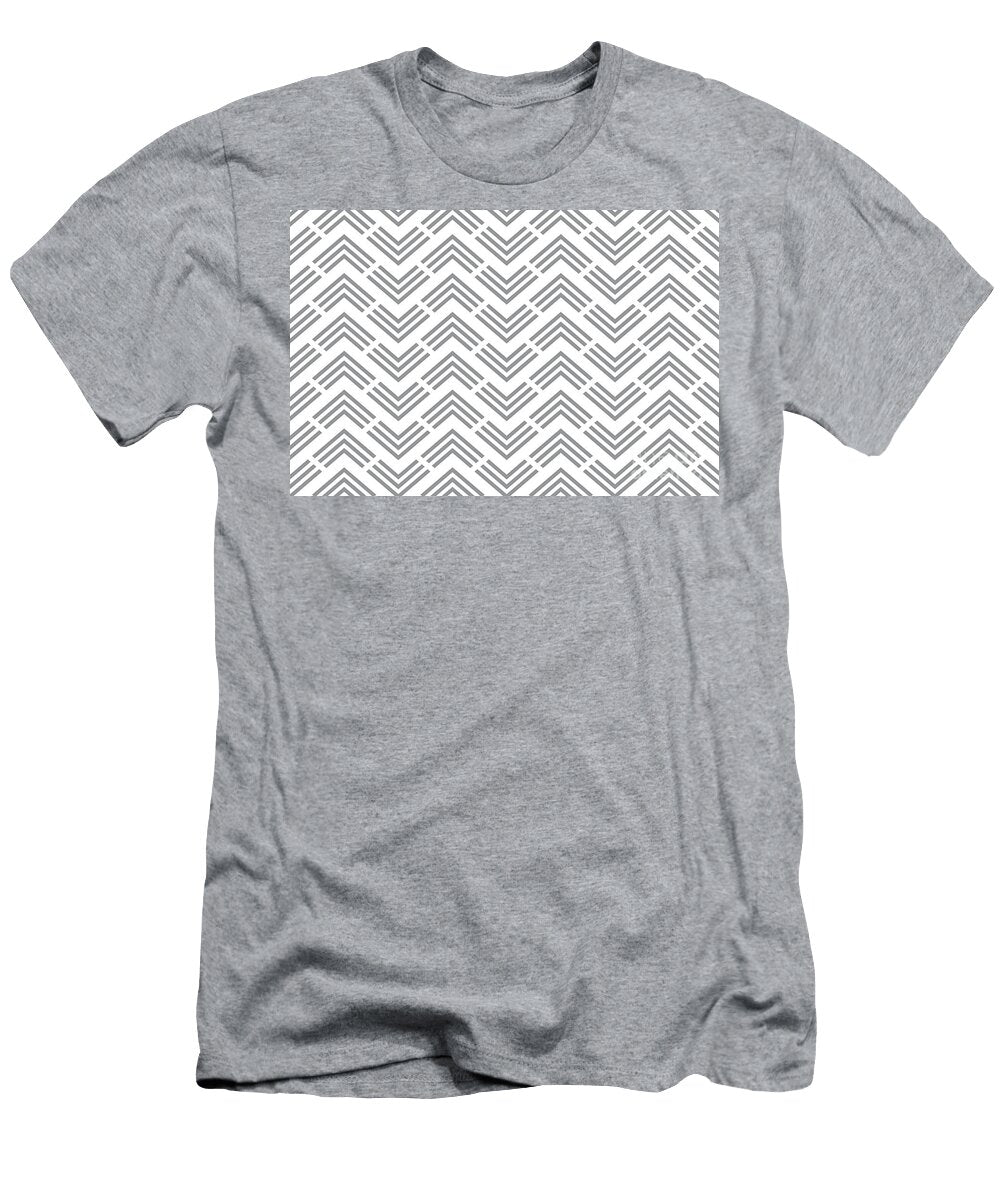 1 Gray and White Chevron Rhombus Arrow Pattern Petite Pattern Minimal Graphic Designs T-Shirt