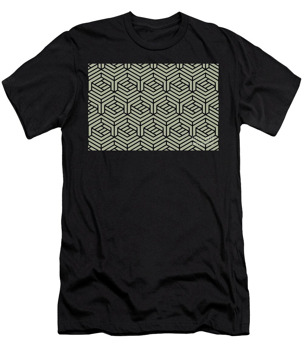 1 Green and Black Modern Cube Shape Pattern Petite Pattern Minimal Graphic Designs T-Shirt