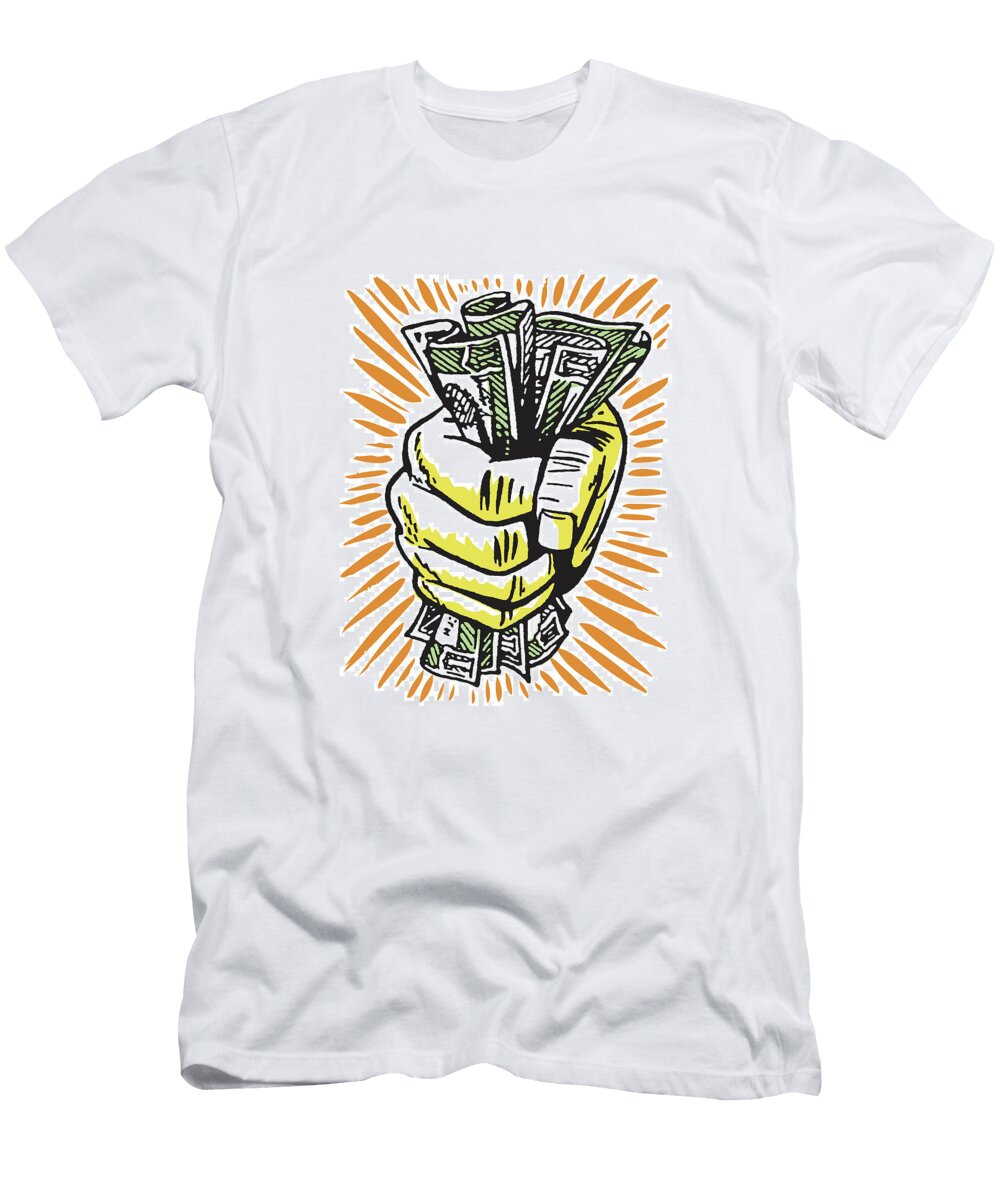 1 Hand Grasping Many Bills Csa Images T-Shirt