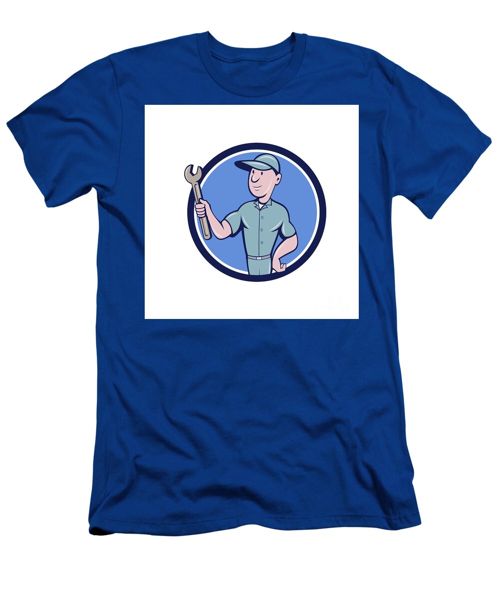 1 Handyman Holding Spanner Circle Cartoon Aloysius Patrimonio T-Shirt