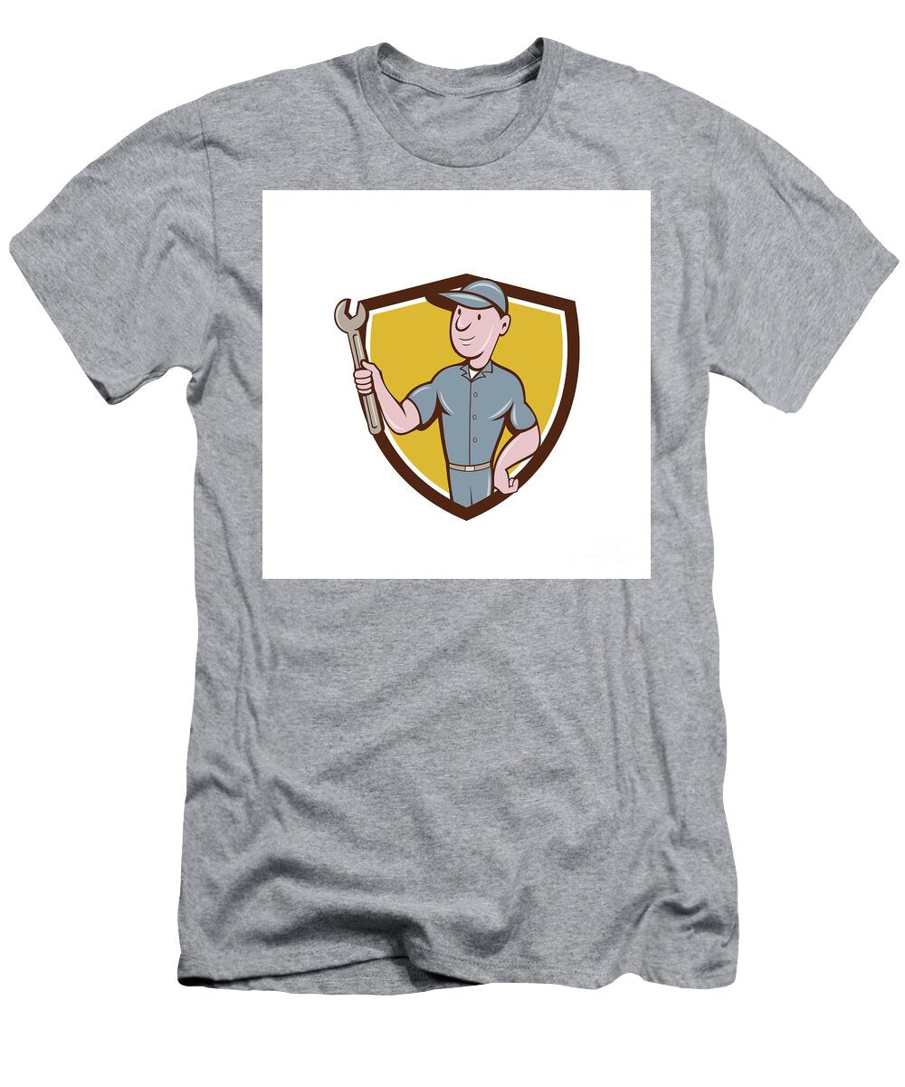 1 Handyman Holding Spanner Crest Cartoon Aloysius Patrimonio T-Shirt