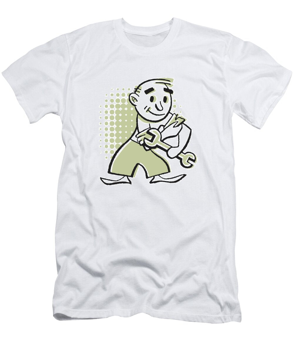 1 Handyman with Wrench Rolling Up Sleeves Csa Images T-Shirt