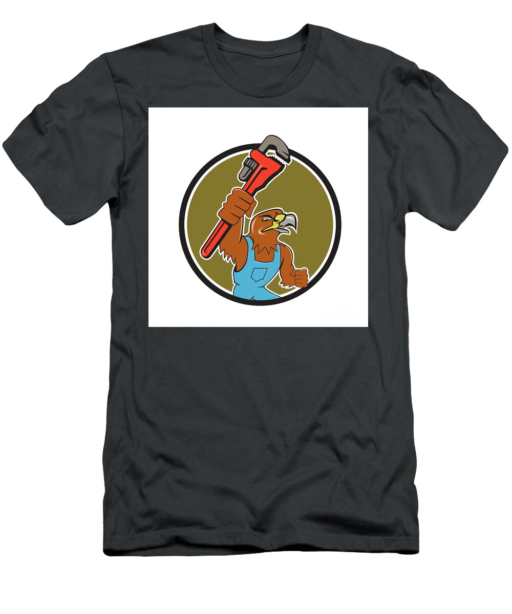 1 Hawk Plumber Wrench Circle Cartoon Aloysius Patrimonio T-Shirt