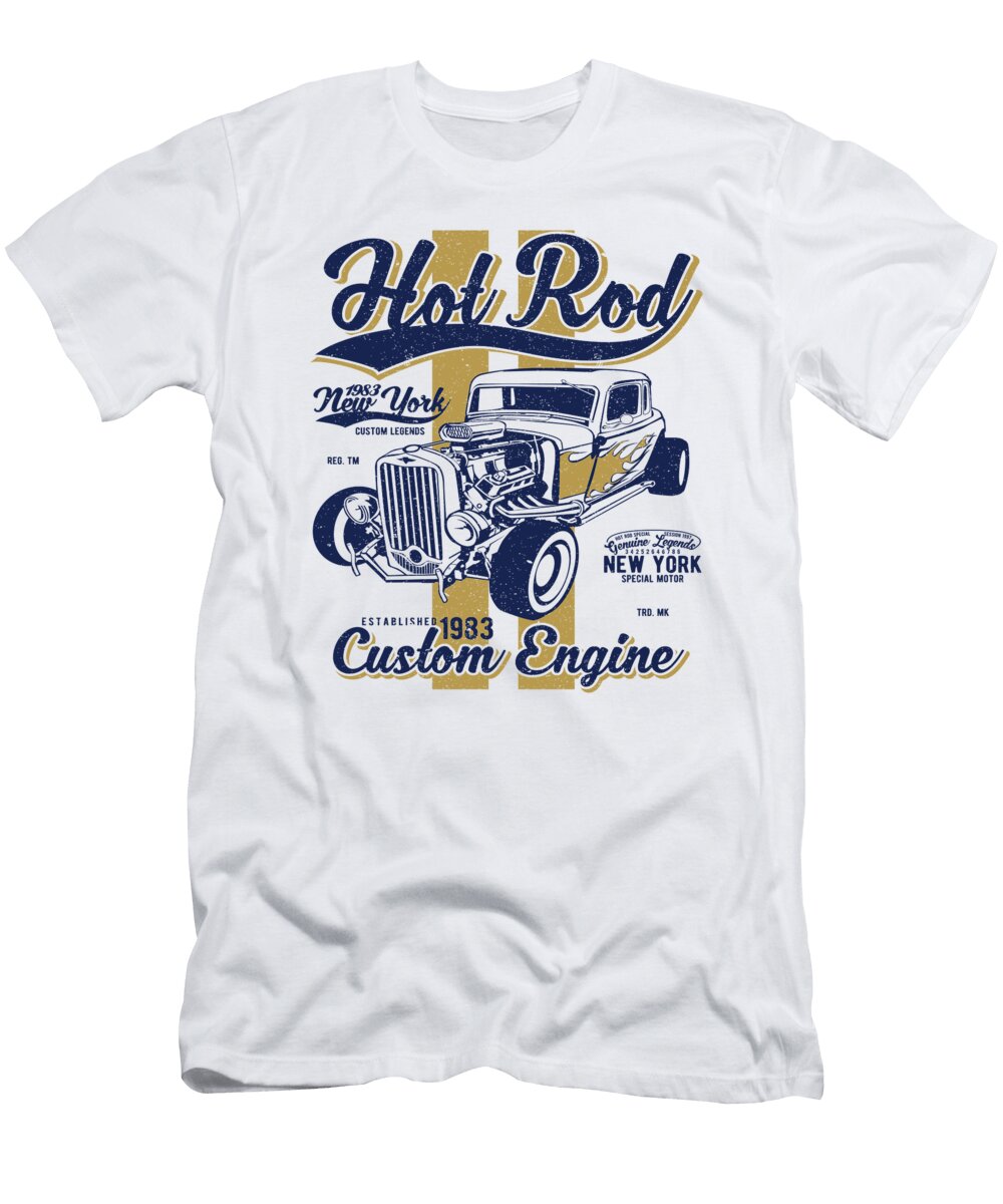 1 Hot Rod Custom Engine Classic Car Muscle Car Retro Florian Dold Art T-Shirt