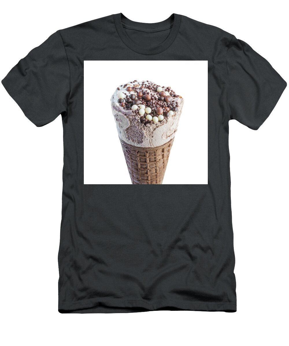 1 Ice Cream with Chocolate in Waffle Cone on White Background Oleg Yermolov T-Shirt