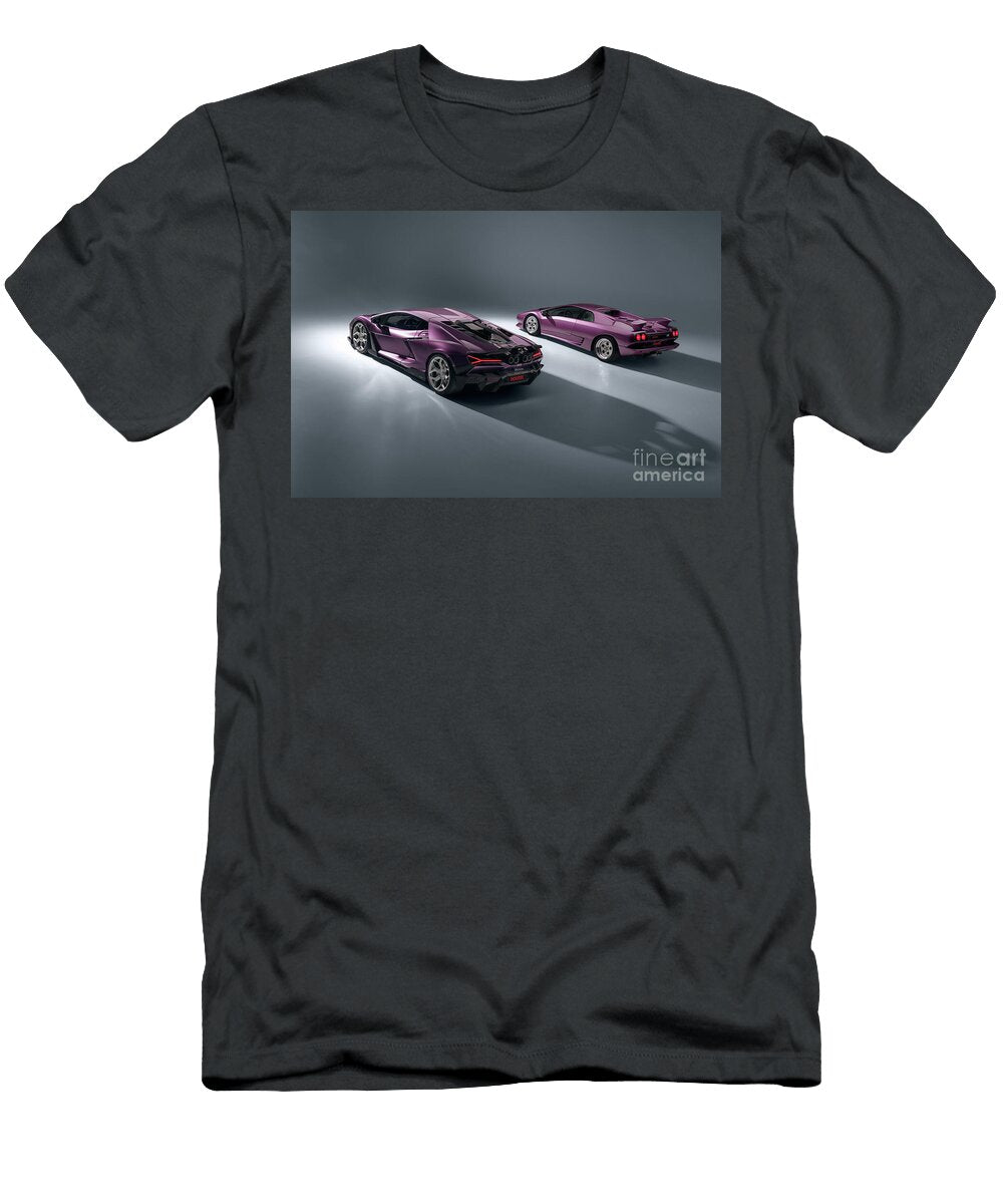 1 Iconic Viola 30 Purple Super Car Lamborghini Diablo Se30 V12 and Purple Novitec Lamborghini Revuelto Vlad Automotive T-Shirt