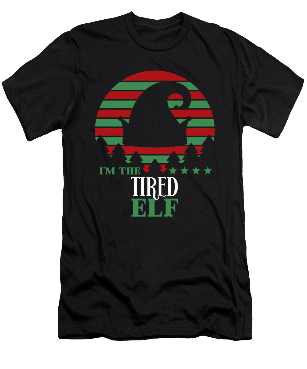 1 Im the Tired Elf Matching Christmas Vintage and Words T-Shirt