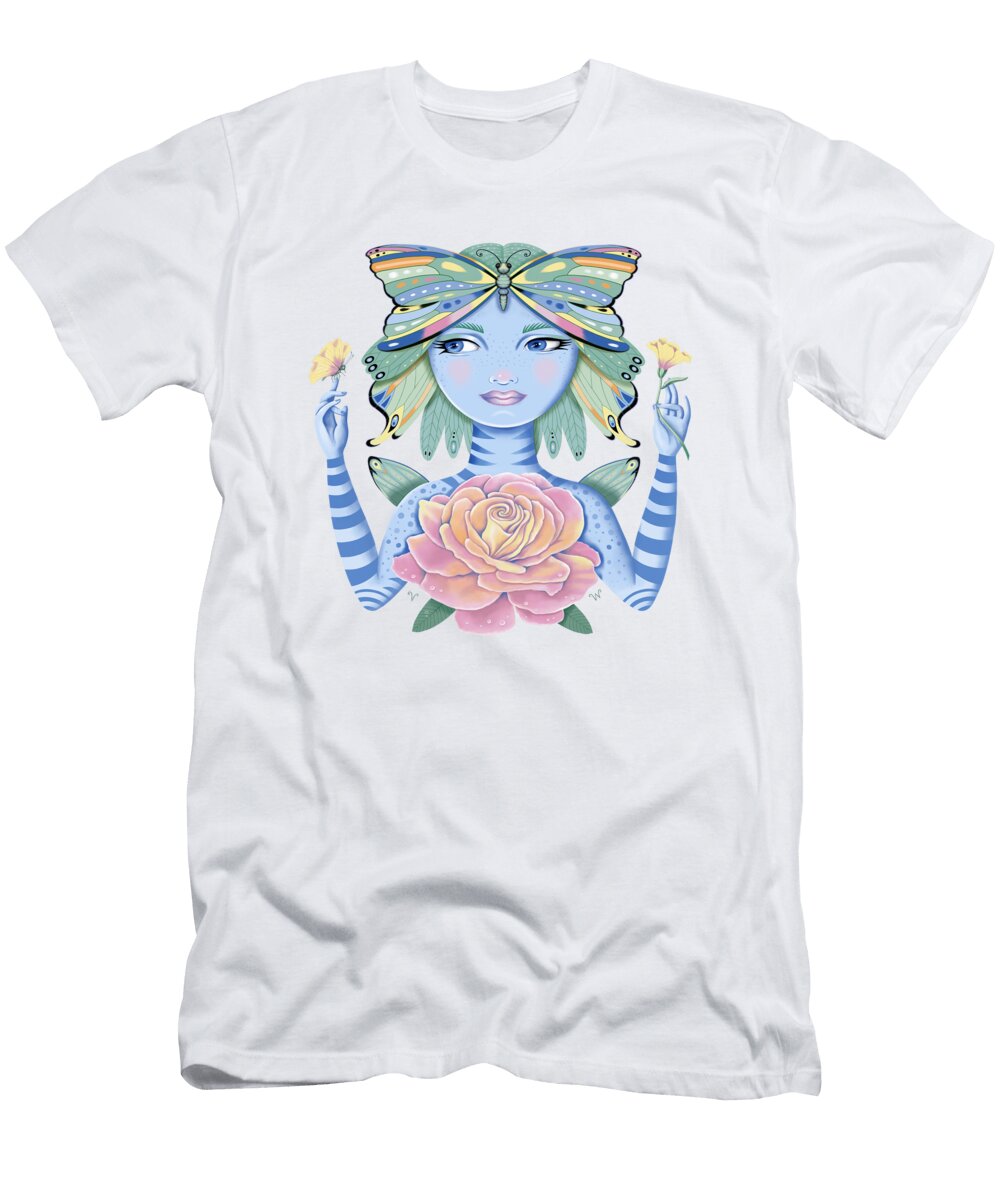 1 Insect Girl Winga with Rose Valerie White T-Shirt
