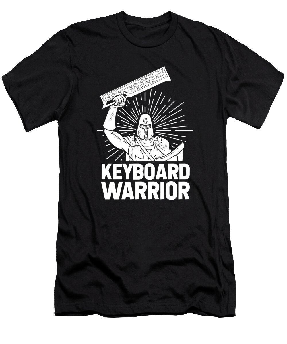 1 Keyboard Warrior Gamer Video Games Knight Keyboard Sword Crazy Squirrel T-Shirt