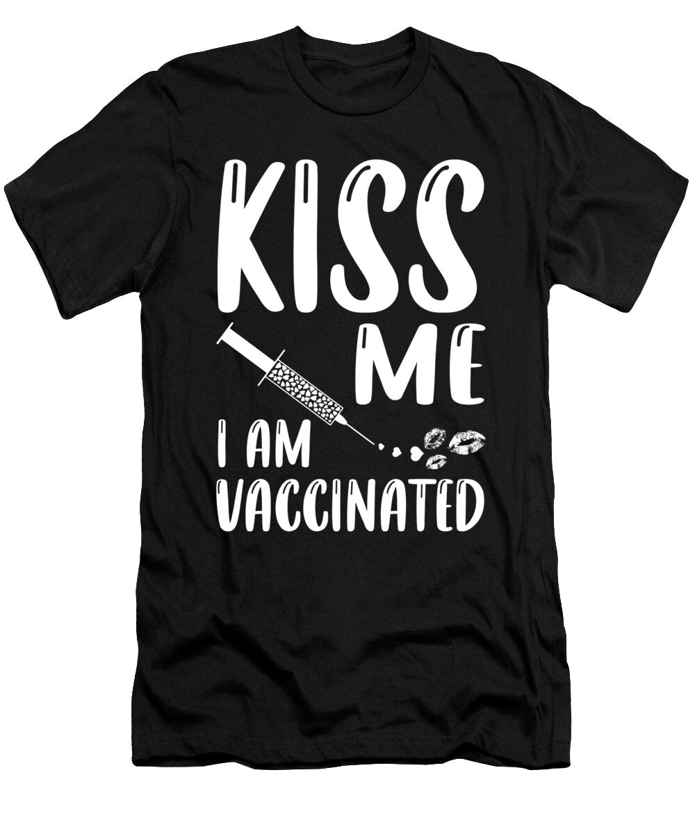 1 Kiss Me I Am Vaccinated Syringe with Hearts Licensed Art T-Shirt