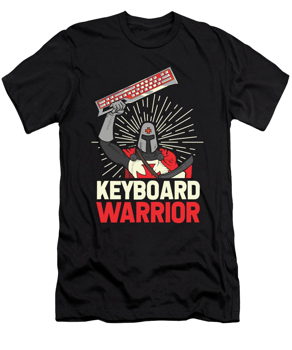 1 Knight Keyboard Sword Video Games Gamer Keyboard Warrior Crazy Squirrel T-Shirt