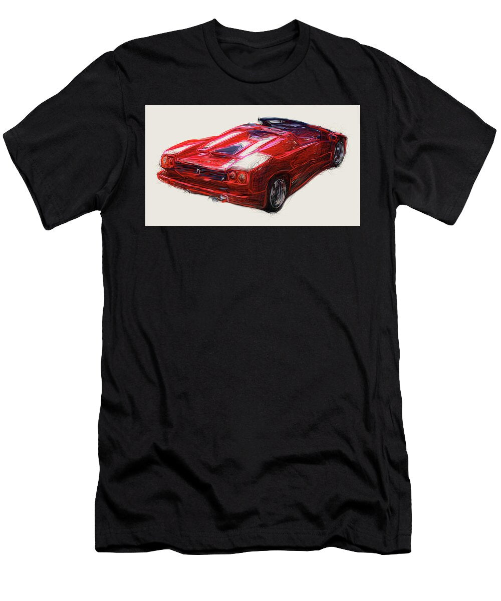 1 Lamborghini Diablo Roadster Car Drawing Carstoon Concept T-Shirt