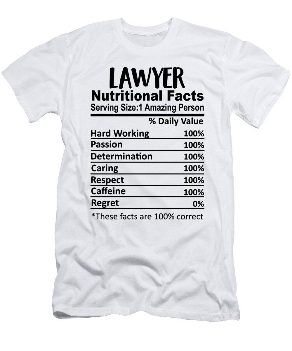 1 Lawyer Nutrition Facts Funny Jensen Cena T-Shirt