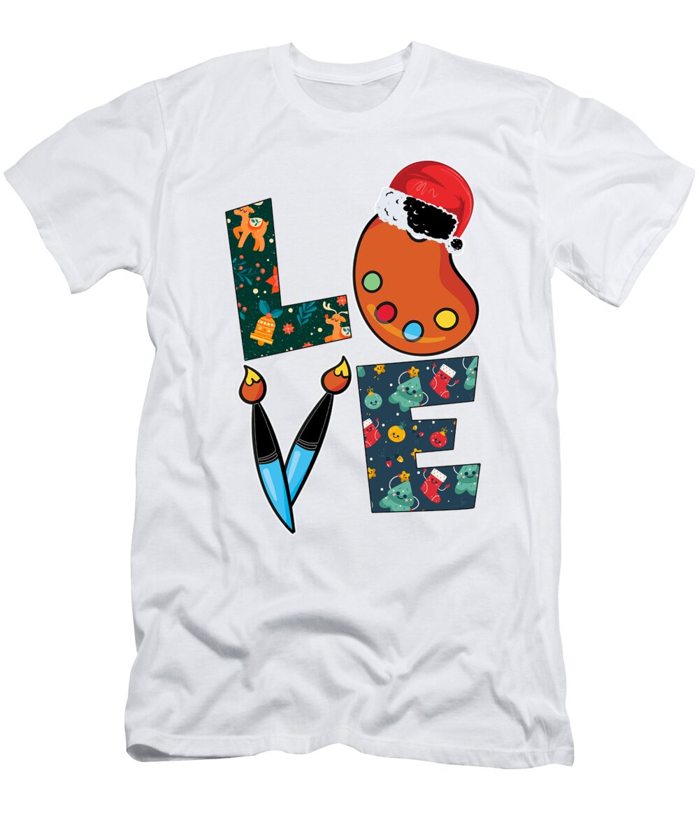 1 Love Christmas Art Teacher Teaching Educator Florian Dold Art T-Shirt