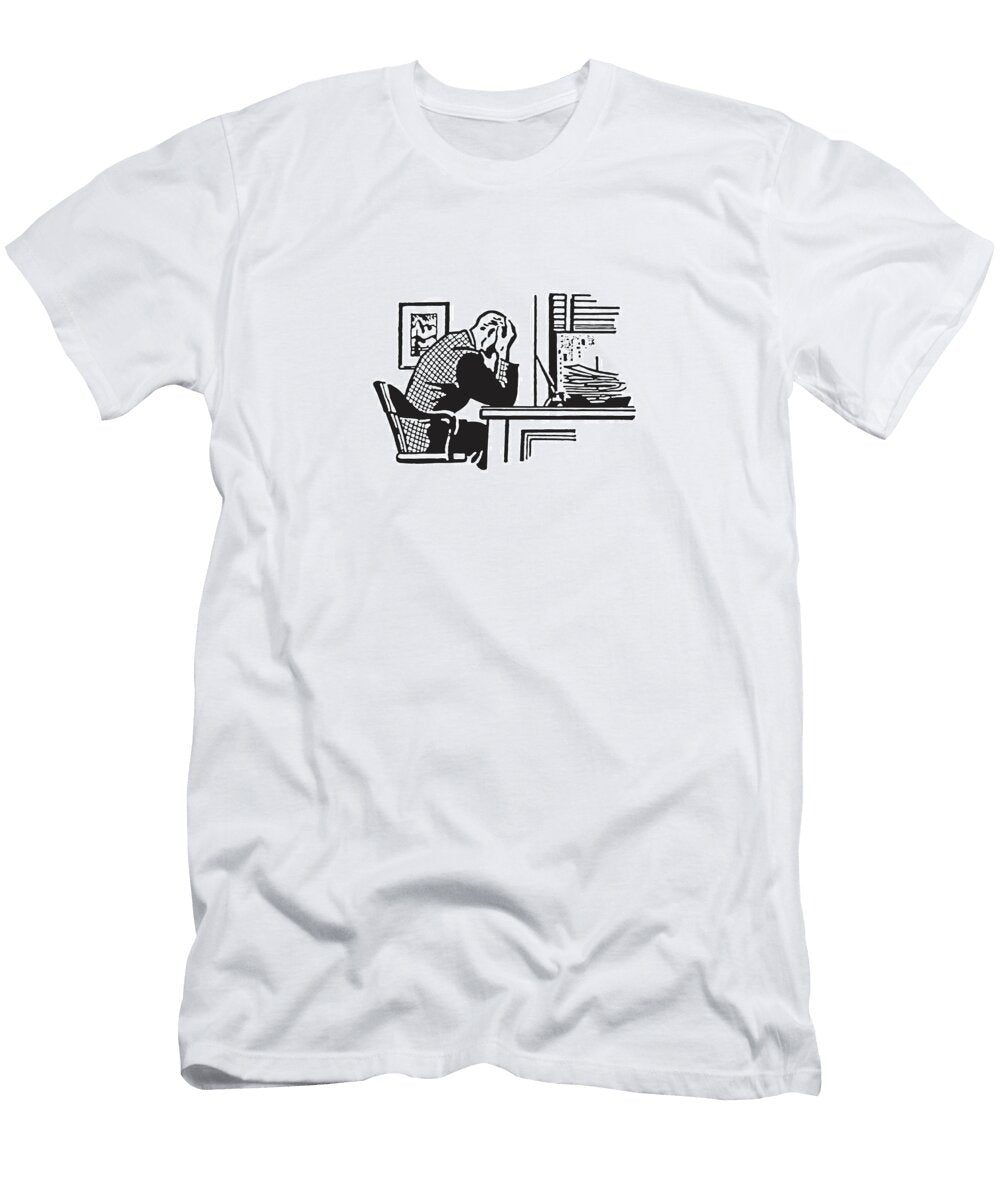 1 Man At Desk with Head in Hands Csa Images T-Shirt
