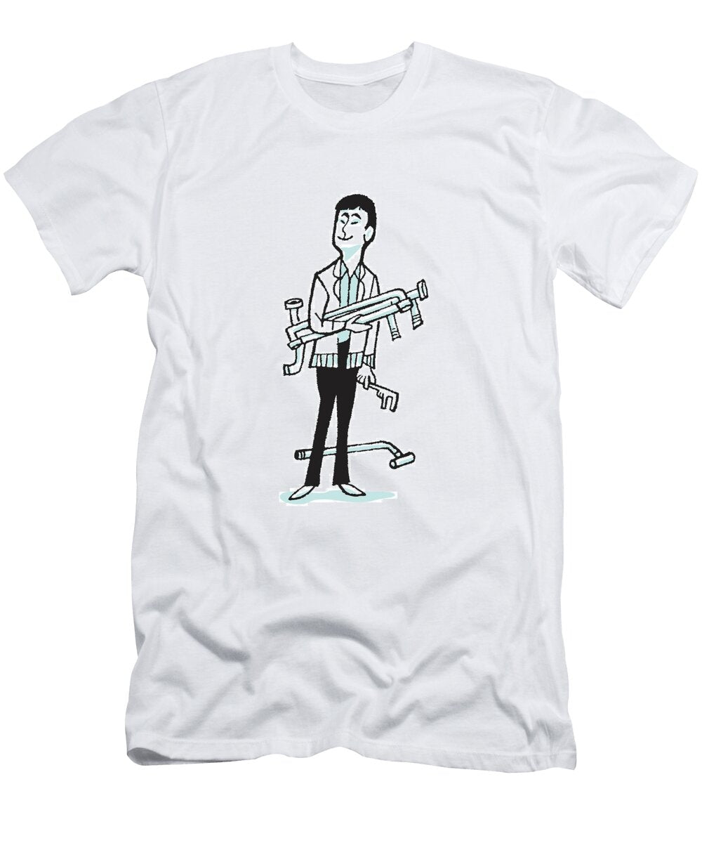 1 Man Doing Own Plumbing Work Csa Images T-Shirt