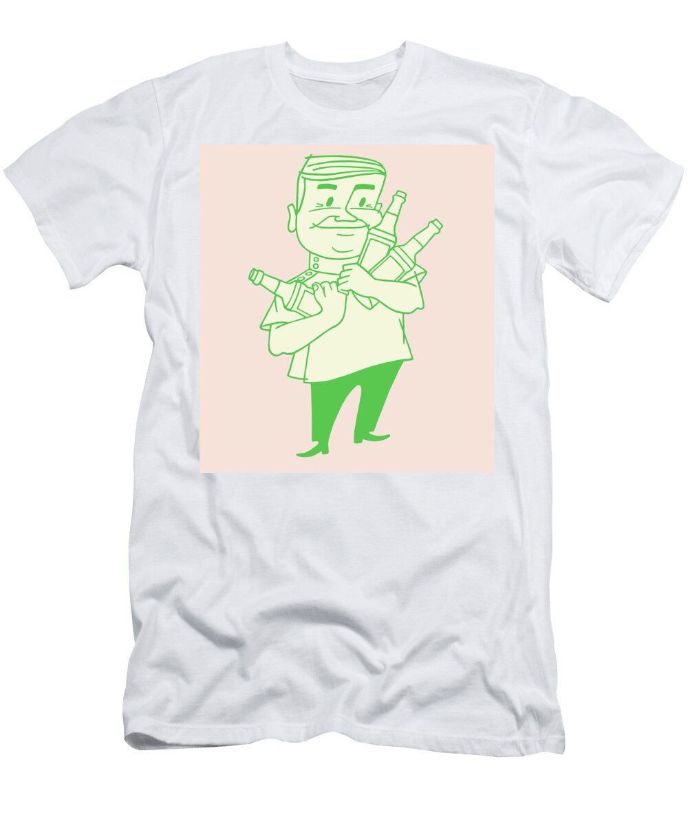 1 Man Holding Bottles Csa Images T-Shirt