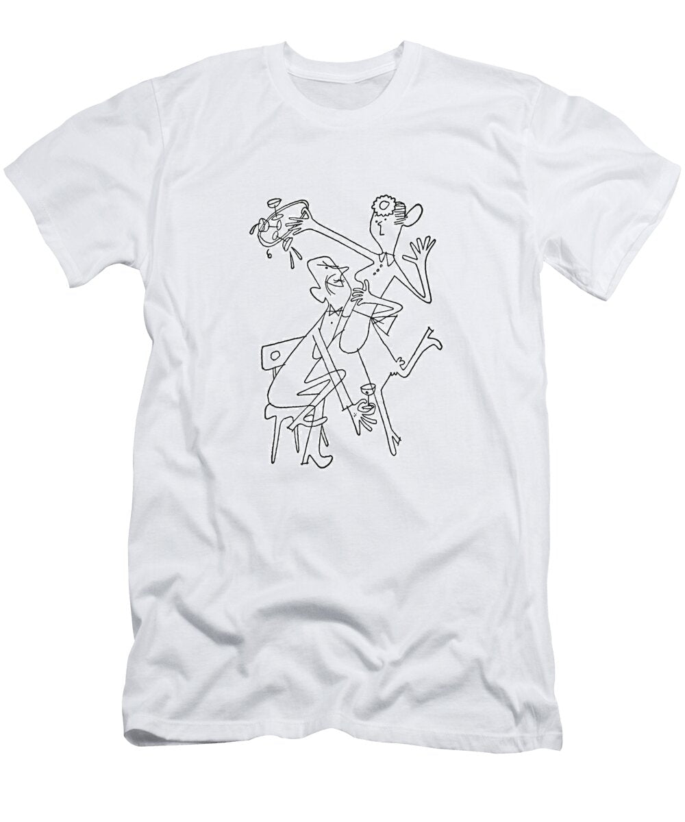 1 Man Hugging Waitress Spilling Tray of Drinks Csa Images T-Shirt