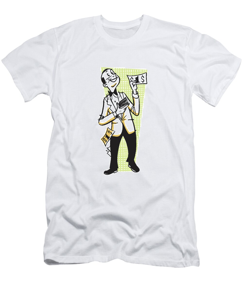 1 Man in Tuxedo with Many Dollar Bills Csa Images T-Shirt