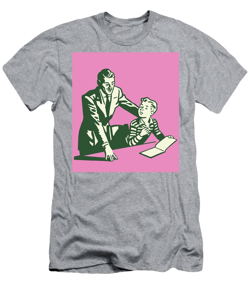 1 Man Looking At Book with Son Csa Images T-Shirt
