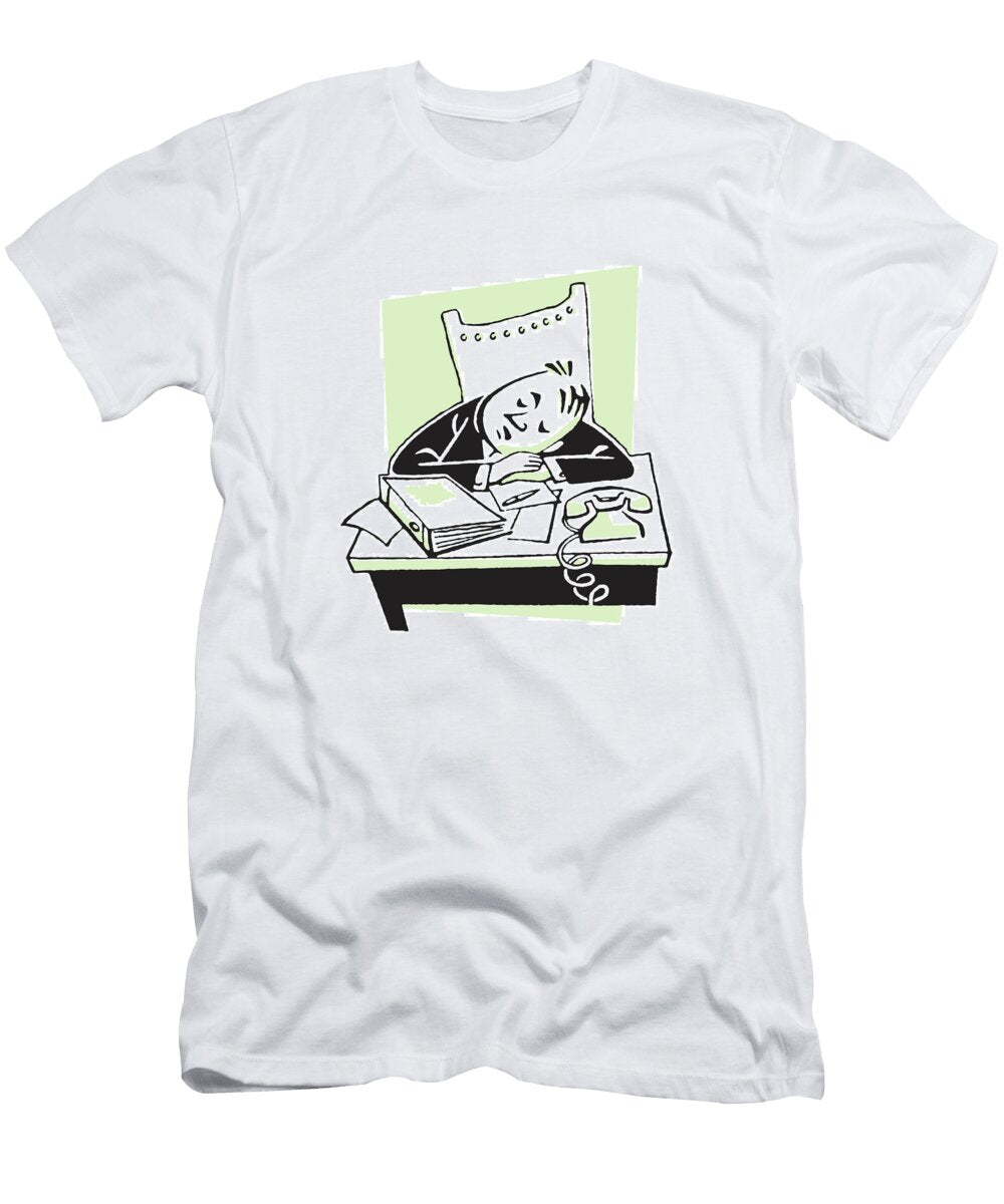 1 Man Sleeping At Office Desk Csa Images T-Shirt
