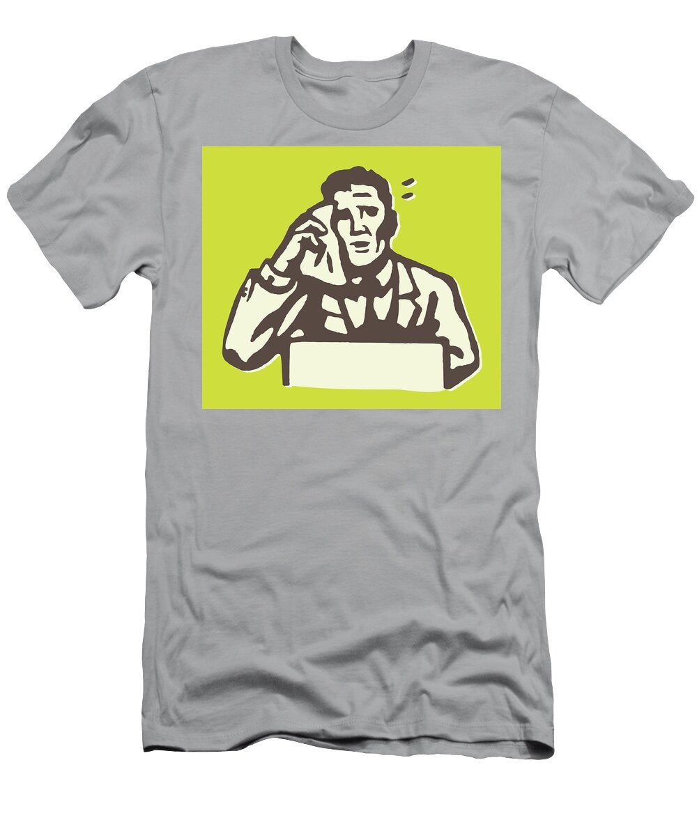 1 Man Wiping His Brow At Desk Csa Images T-Shirt