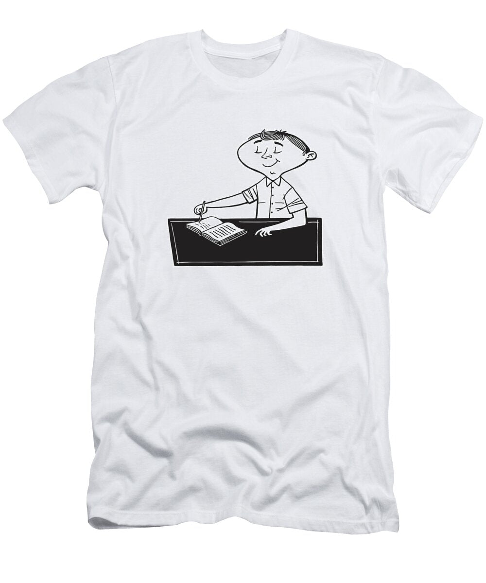 1 Man Writing in Book Csa Images T-Shirt