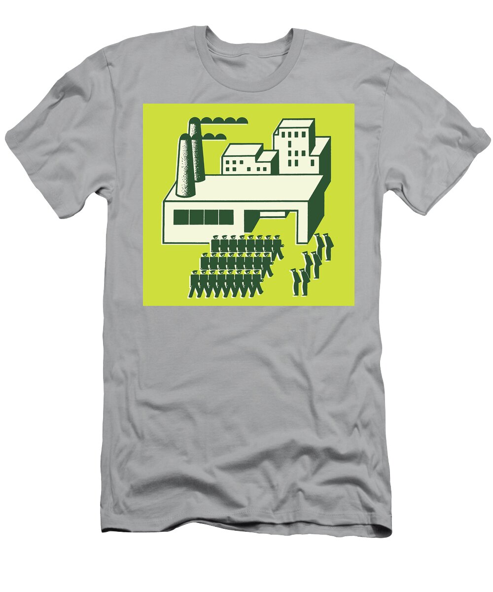 1 Marching Workers in Front of Factory Csa Images T-Shirt