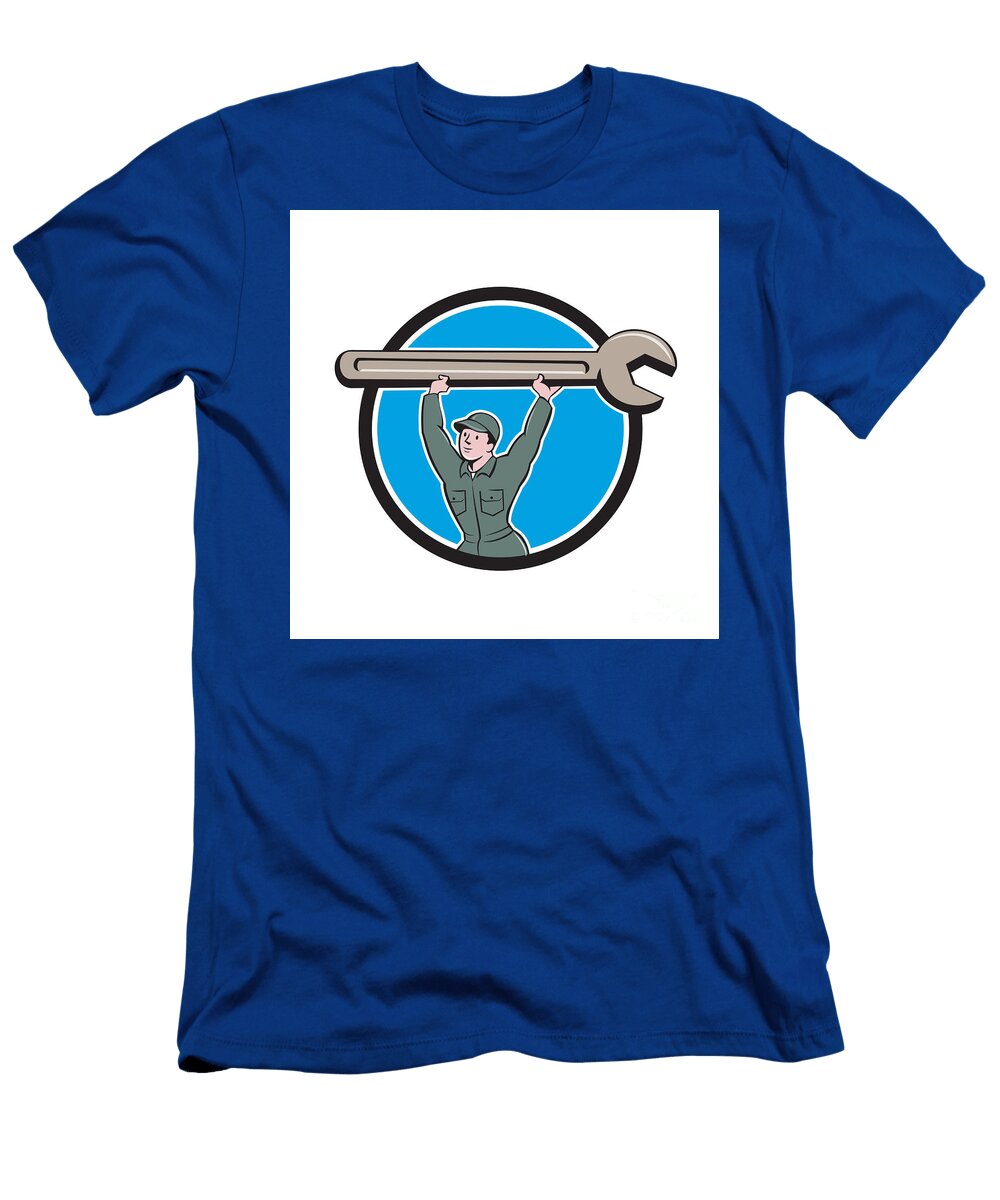 1 Mechanic Lifting Spanner Wrench Circle Cartoon Aloysius Patrimonio T-Shirt