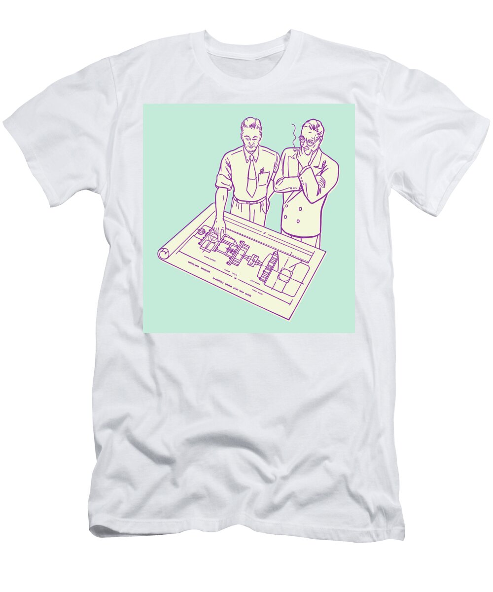 1 Men Looking At Blueprints Csa Images T-Shirt