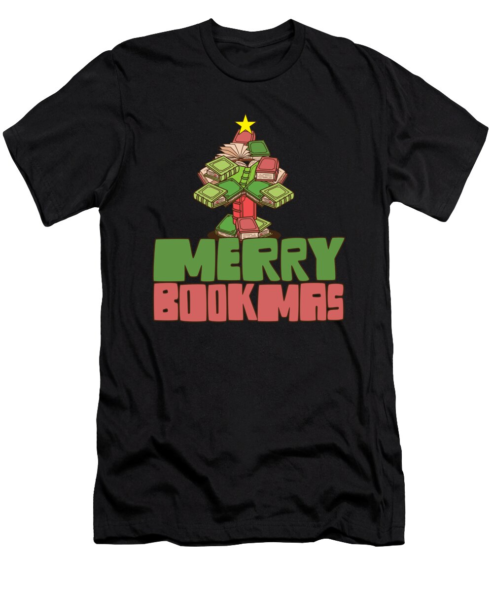 1 Merry Bookmas Bookworm Christmas Tree Introvert Xmas Costume Maximus Designs T-Shirt