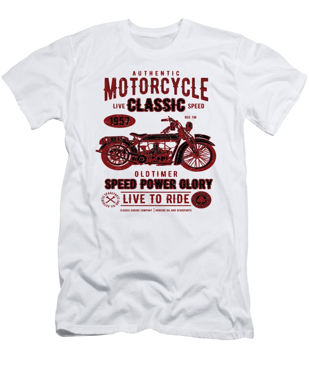 1 Motorcycle Classic Motorbike Retro Motor Biker Florian Dold Art T-Shirt