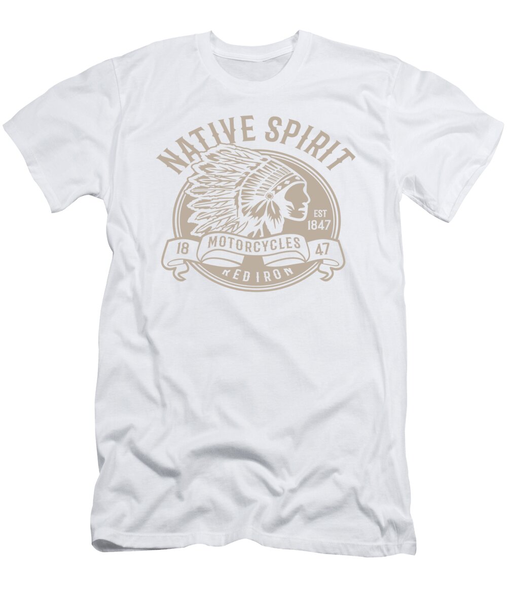 1 Native American Spirit Motorcycle Indian Tribe Florian Dold Art T-Shirt