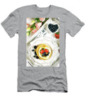 1 Pancake Breakfast Tray on Table with Syrup and Blueberries Fruit Flat Lay Milleflore Images T-Shirt
