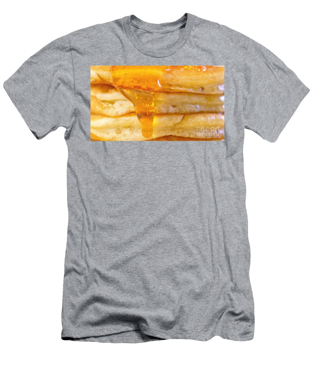 1 Pancakes Drizzled with Syrup Macro Closeup Milleflore Images T-Shirt