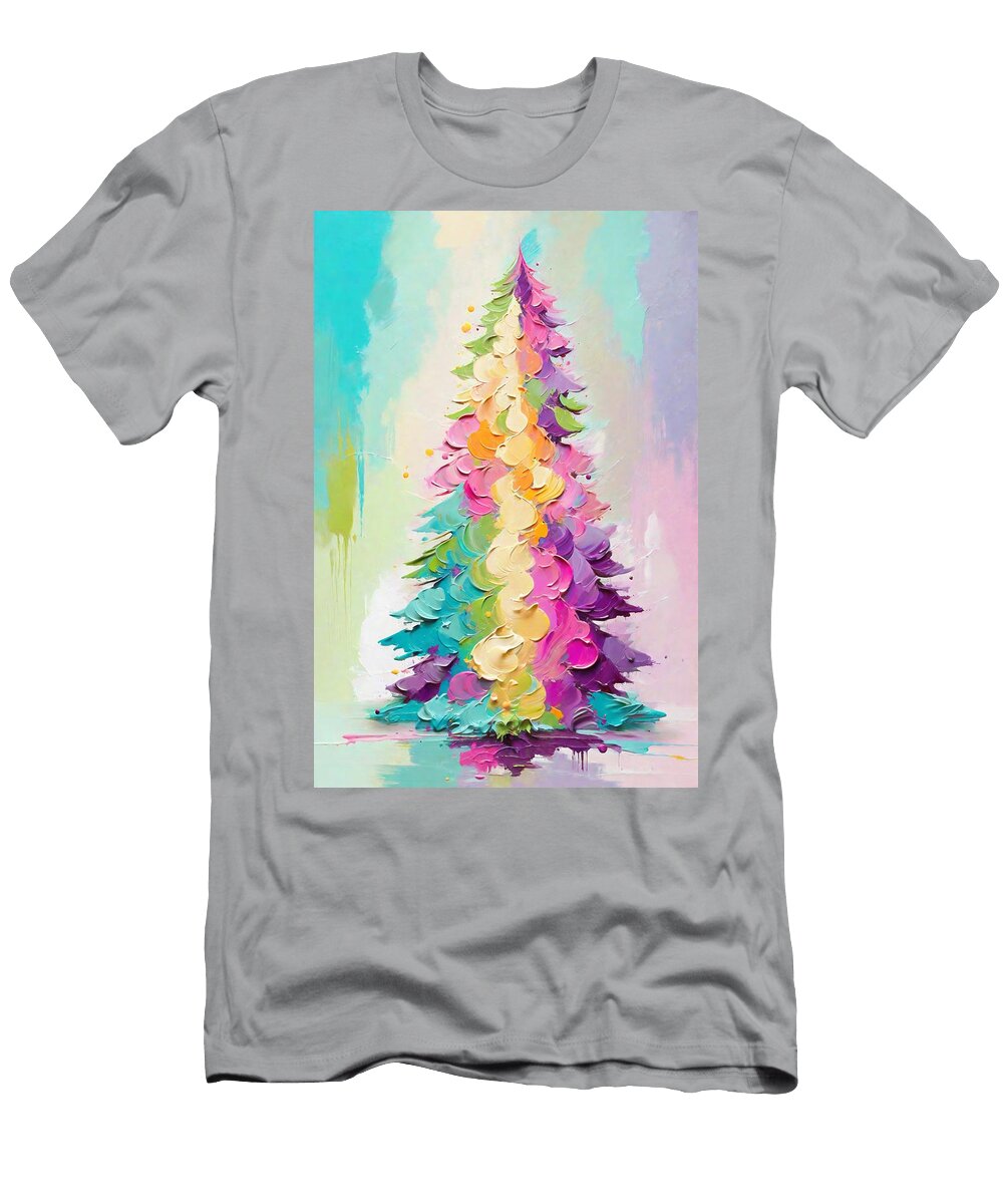 1 Pastel Christmas Tree Graphic Art Painting Painted with Oil Joanna Redesiuk T-Shirt