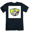 1 Plumber Holding Monkey Wrench Crest Cartoon Aloysius Patrimonio T-Shirt